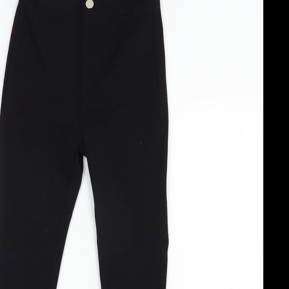 SheIn Womens Black  Viscose Capri Trousers Size XS L23 in Regular Button