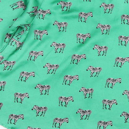 Gallery Womens Green Geometric Polyester Basic Blouse Size 8 V-Neck - Zebra Print