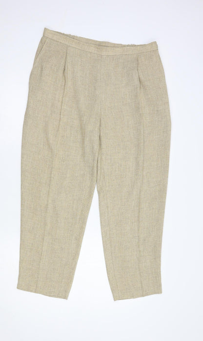 Womens UK Size 18 Marks and Spencer Regular Fit Dress Pants Beige Trousers