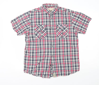 Mens UK Size L DenimCo Multicoloured  Button-Up Short Sleeve Casual Shirt