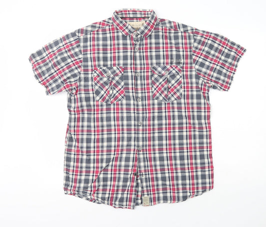 Mens UK Size L DenimCo Multicoloured  Button-Up Short Sleeve Casual Shirt