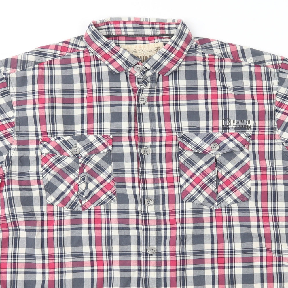 Mens UK Size L DenimCo Multicoloured  Button-Up Short Sleeve Casual Shirt