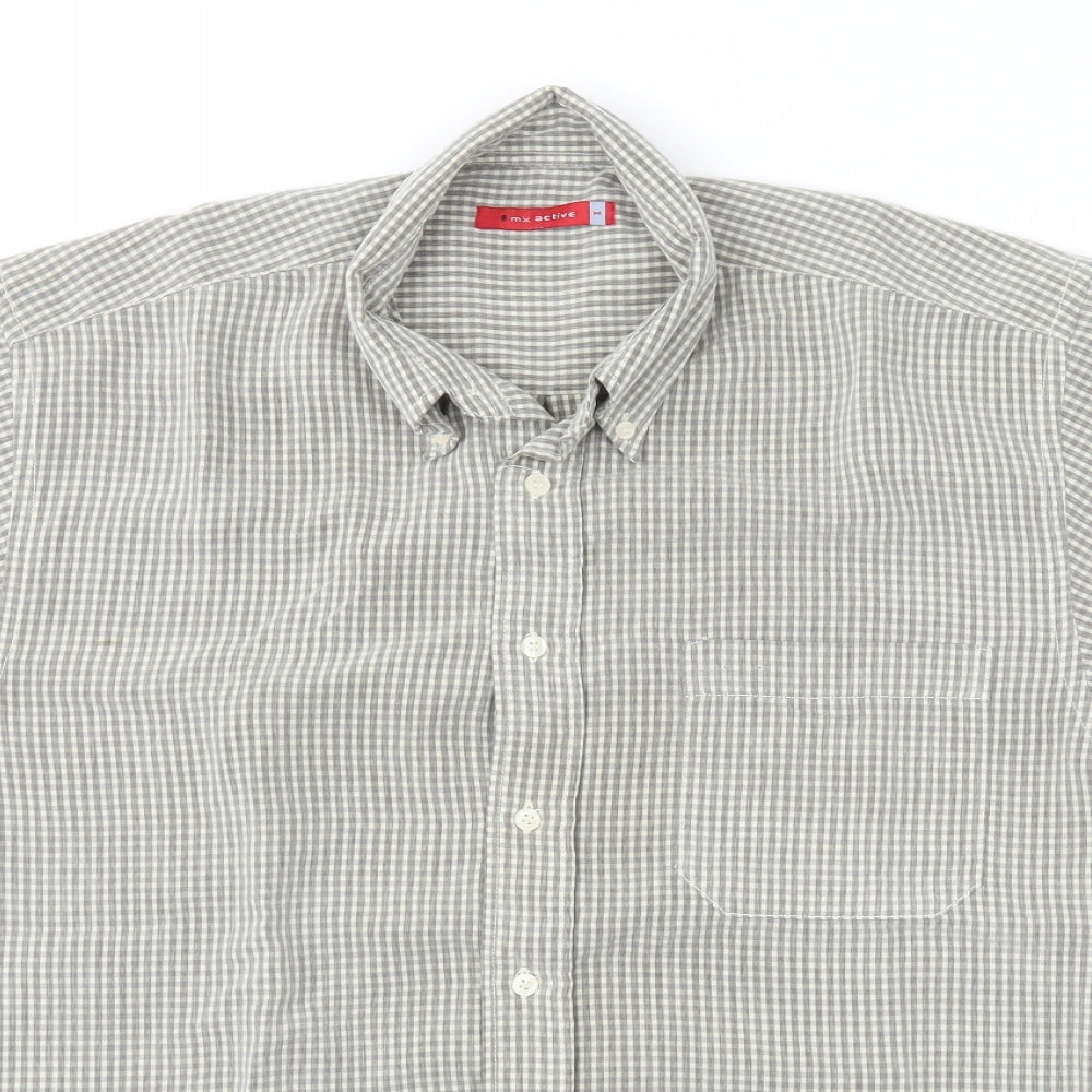 Mens UK Size M MX Active Green  Button-Up Short Sleeve Casual Shirt