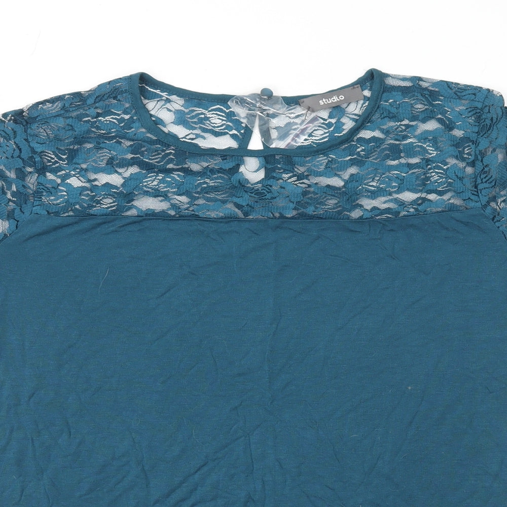 Womens UK Size 12 Studio Blue Basic Blouse