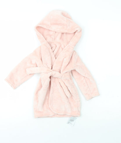 George Girls Pink Solid 100% Polyester Robe  Size 9-12 Months