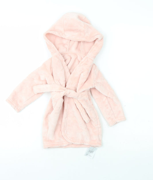 George Girls Pink Solid 100% Polyester Robe  Size 9-12 Months