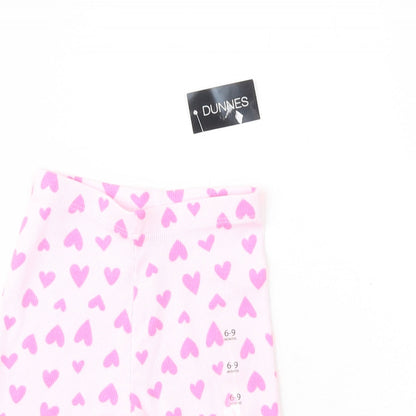 Dunnes Girls Pink  Cotton Sweatpants Leggings Size 6-9 Months   - Hearts