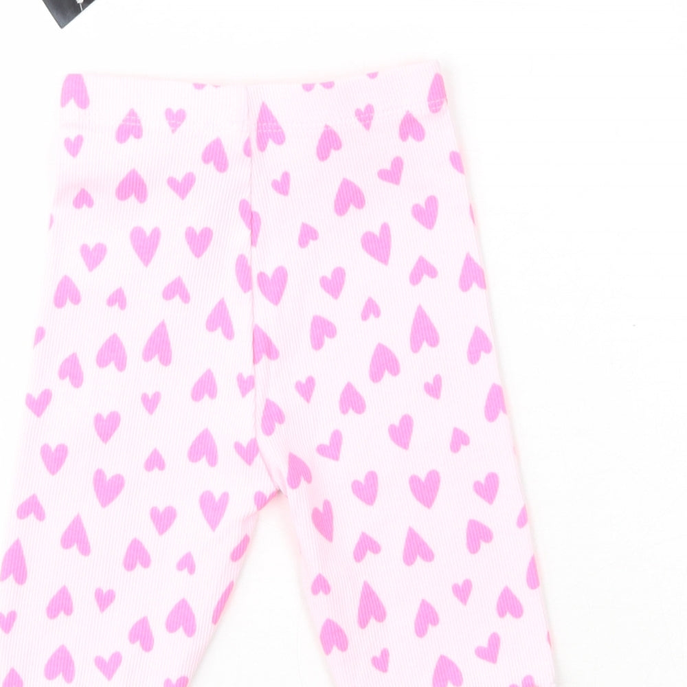 Dunnes Girls Pink  Cotton Sweatpants Leggings Size 6-9 Months   - Hearts