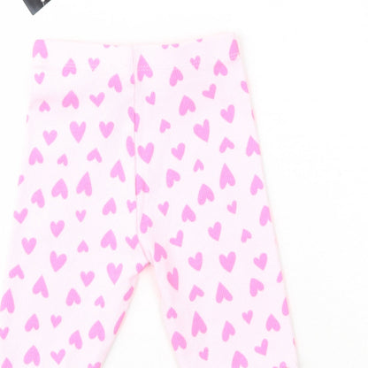 Dunnes Girls Pink  Cotton Sweatpants Leggings Size 6-9 Months   - Hearts