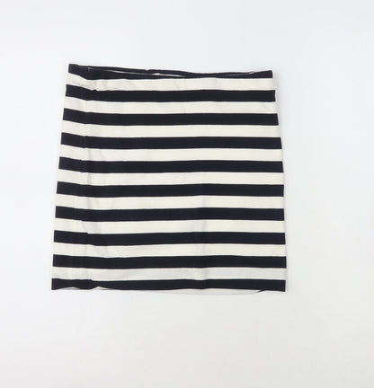 Basic Womens Blue Striped Cotton Straight & Pencil Skirt Size 6