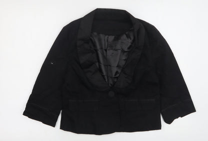 New Look Womens Black  Cotton Jacket Suit Jacket Size 14