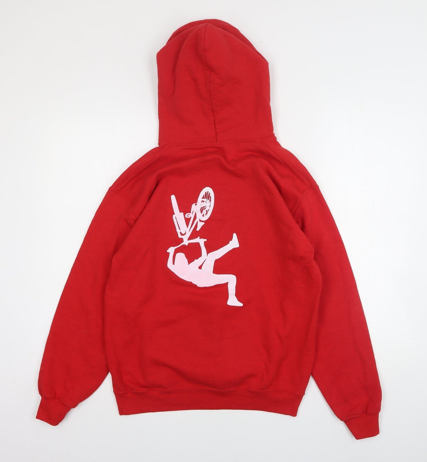 Mens UK Size S Gildan Red Pullover Hoodie