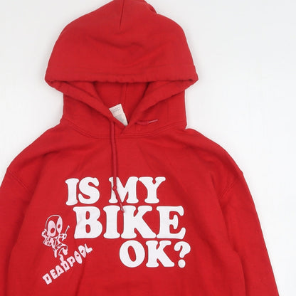 Mens UK Size S Gildan Red Pullover Hoodie
