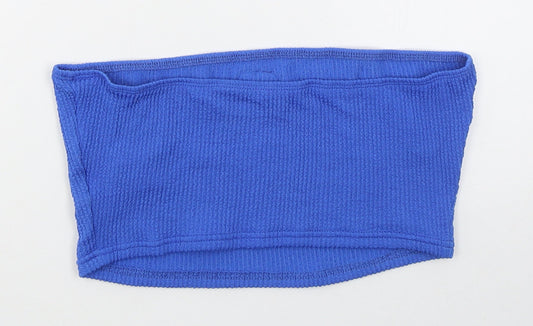 SheIn Womens Blue  Polyester Cropped Tank Size L Round Neck - Nothing