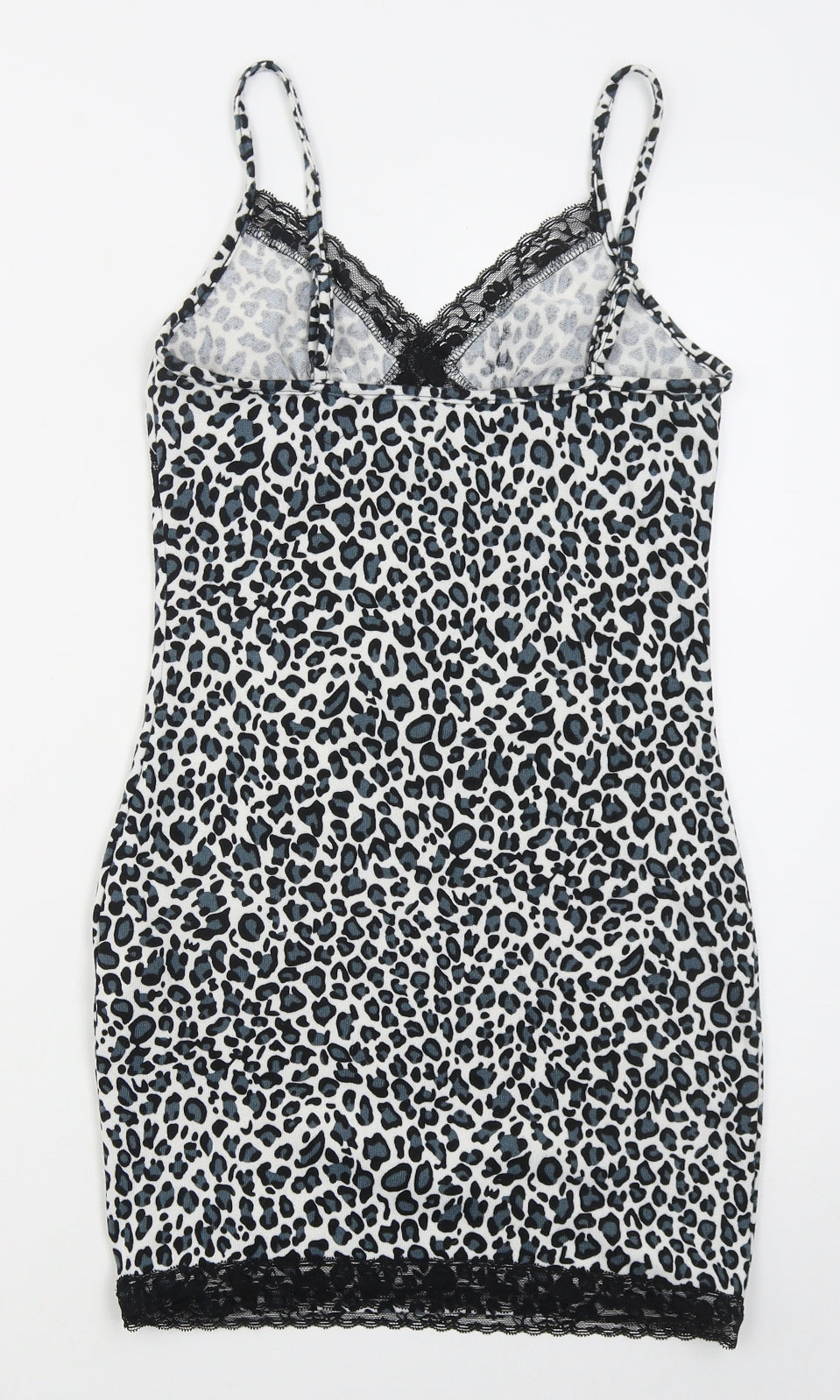 SheIn Womens White Animal Print Polyester Mini  Size M  V-Neck Pullover