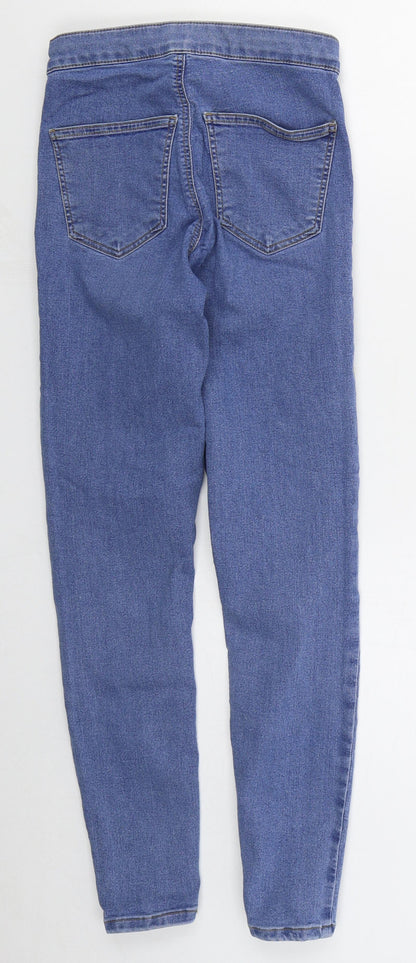 Topshop Womens Blue  Cotton Skinny Jeans Size 26 in L25 in Regular Button