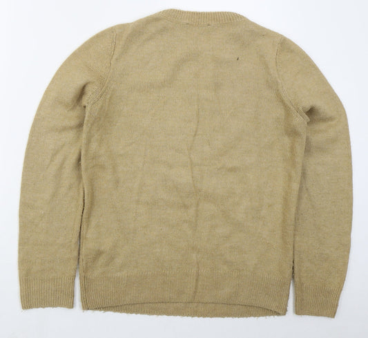 F&F Womens Brown Crew Neck  Acrylic Pullover Jumper Size 8   - Star