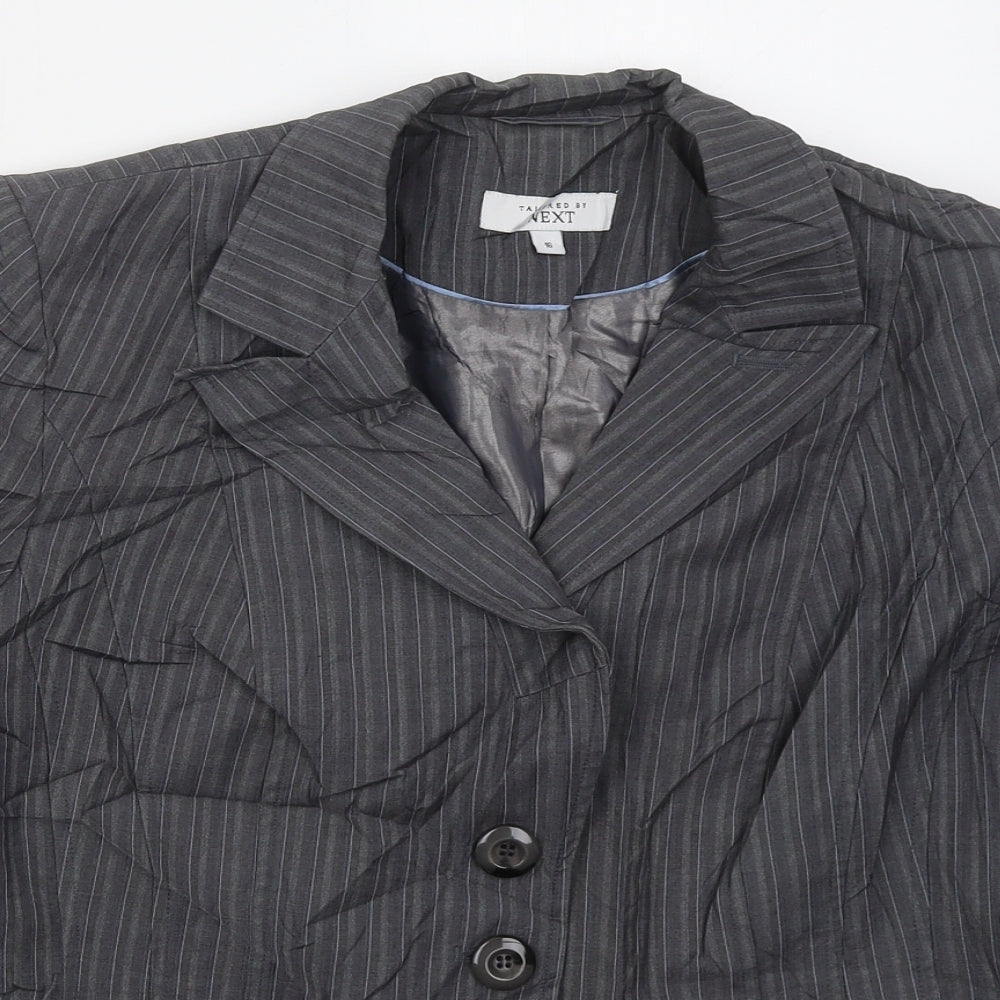 NEXT Womens Grey Striped Polyester Jacket Suit Jacket Size 16