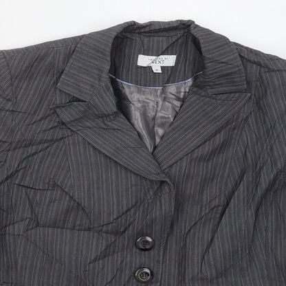 NEXT Womens Grey Striped Polyester Jacket Suit Jacket Size 16