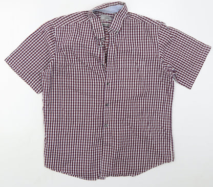 Mens UK Size L Marks and Spencer Purple  Button-Up Short Sleeve Casual Shirt