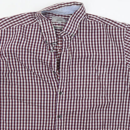 Mens UK Size L Marks and Spencer Purple  Button-Up Short Sleeve Casual Shirt