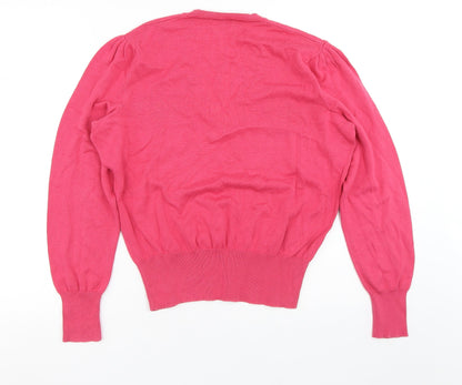 Austen Reed Womens Pink V-Neck  Cotton Pullover Jumper Size XL