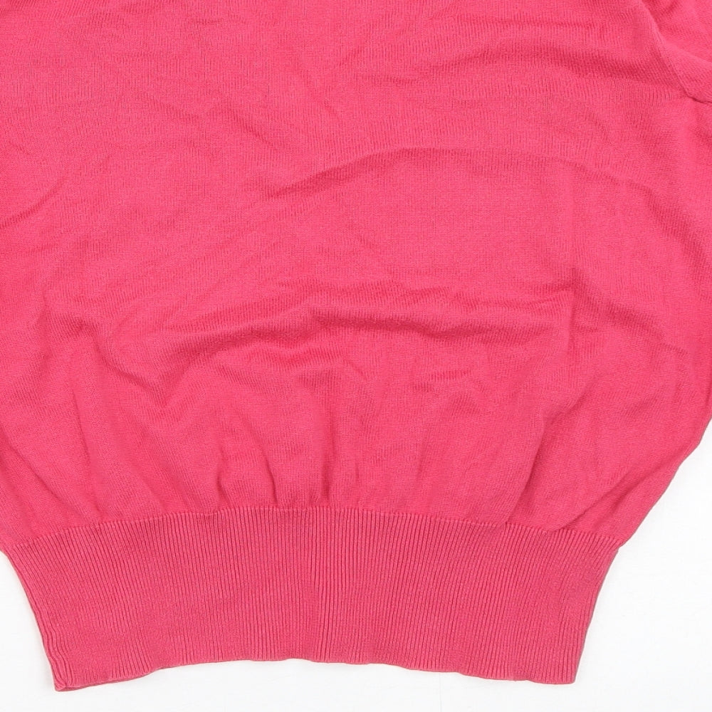 Austen Reed Womens Pink V-Neck  Cotton Pullover Jumper Size XL