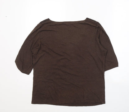 Womens UK Size 14 Preworn Brown Basic T-Shirt