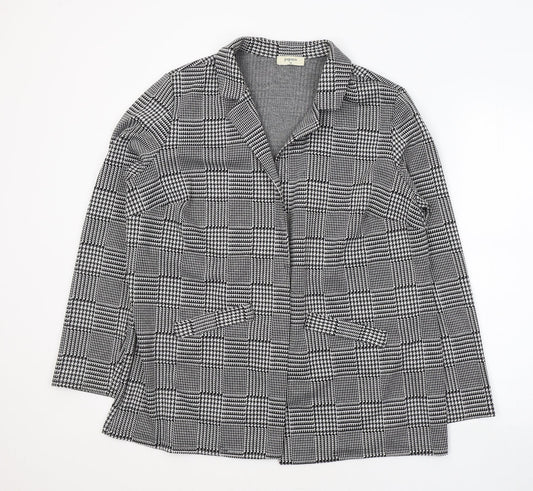 Papaya Womens Black Geometric  Jacket Blazer Size 12