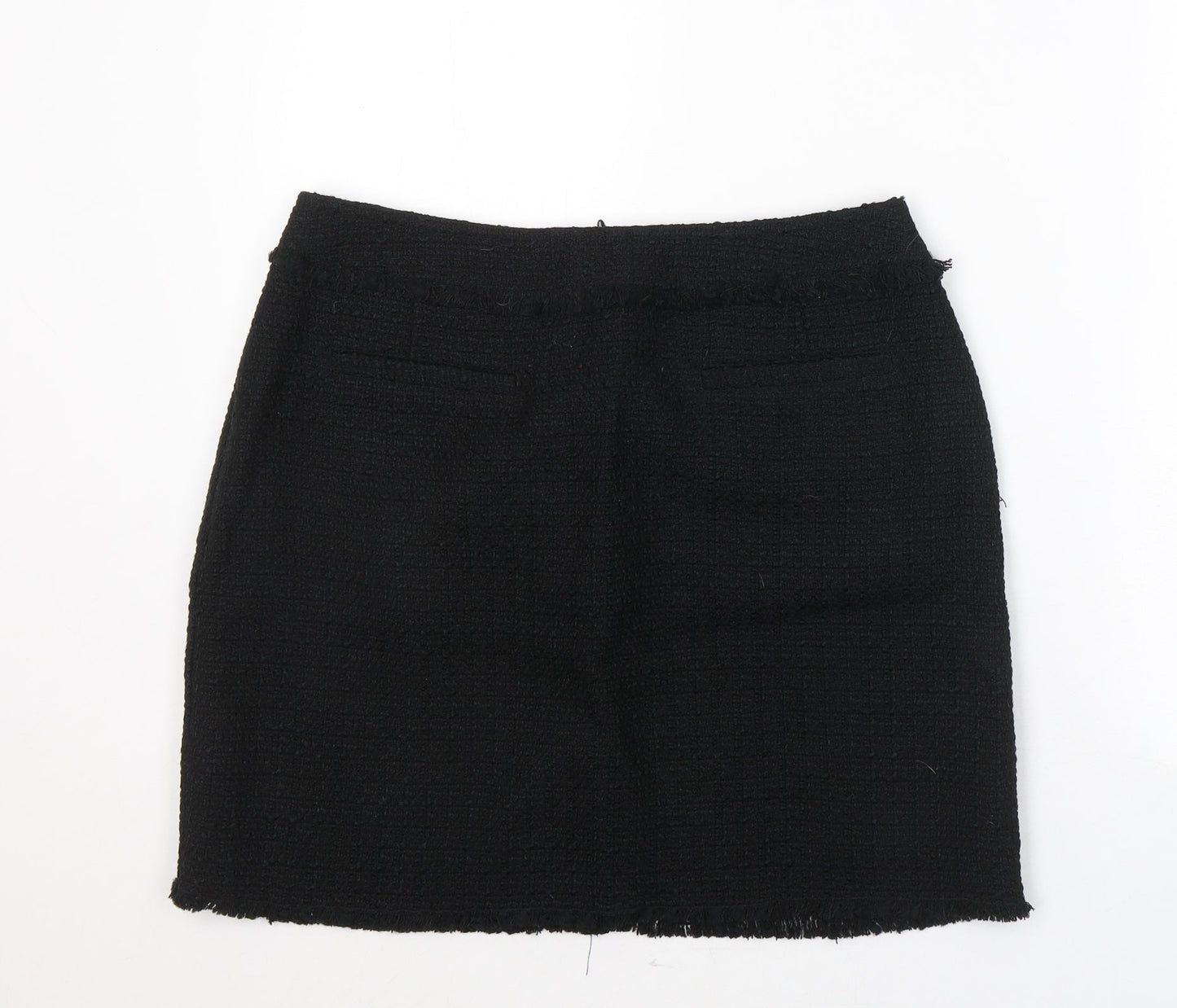 H&M Womens Black  Polyester A-Line Skirt Size 32 in   Zip