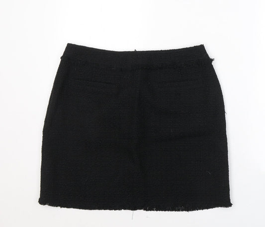 H&M Womens Black  Polyester A-Line Skirt Size 32 in   Zip