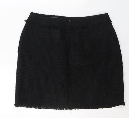 H&M Womens Black  Polyester A-Line Skirt Size 32 in   Zip