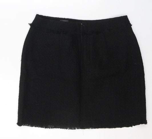 H&M Womens Black  Polyester A-Line Skirt Size 32 in   Zip