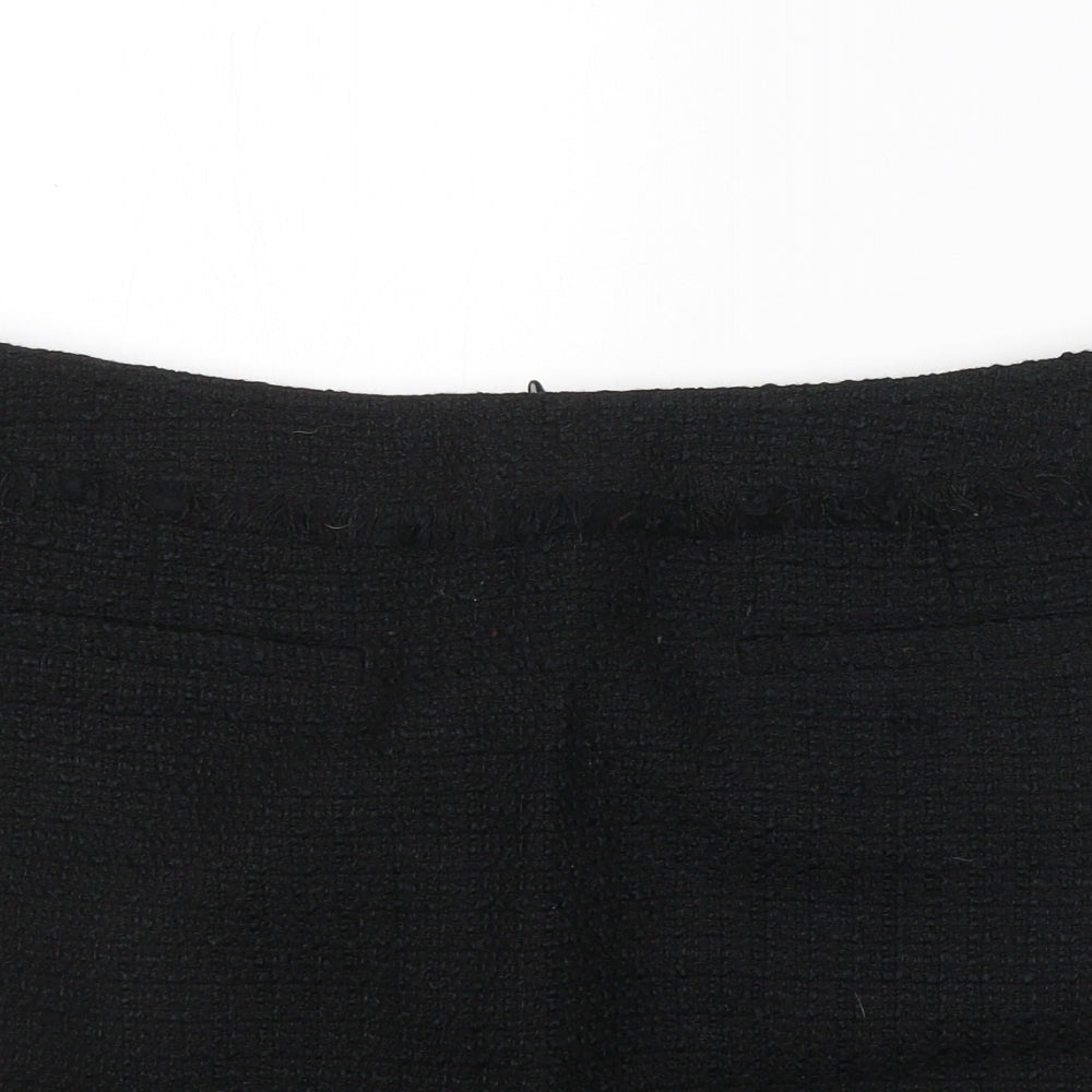 H&M Womens Black  Polyester A-Line Skirt Size 32 in   Zip