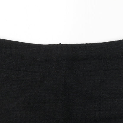 H&M Womens Black  Polyester A-Line Skirt Size 32 in   Zip
