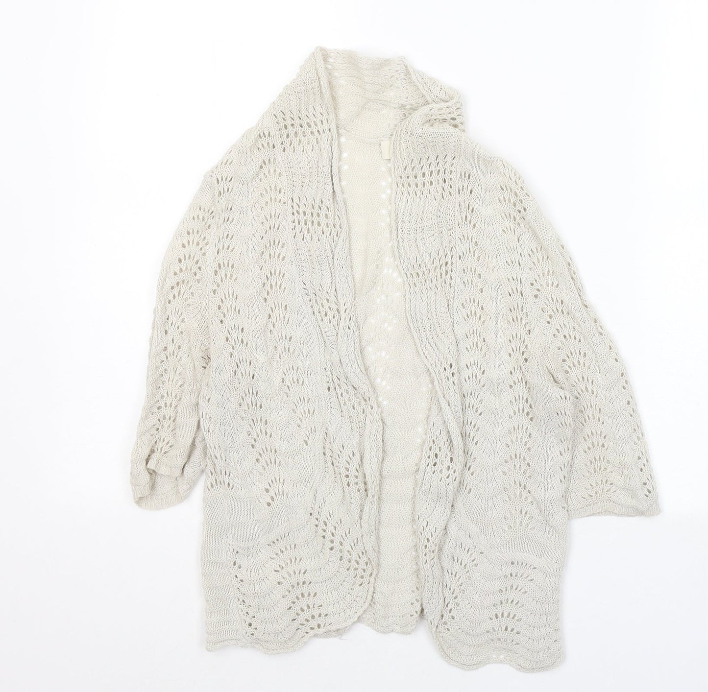 LOFT Womens Beige V-Neck  Cotton Cardigan Jumper Size S