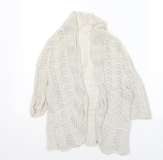 LOFT Womens Beige V-Neck  Cotton Cardigan Jumper Size S