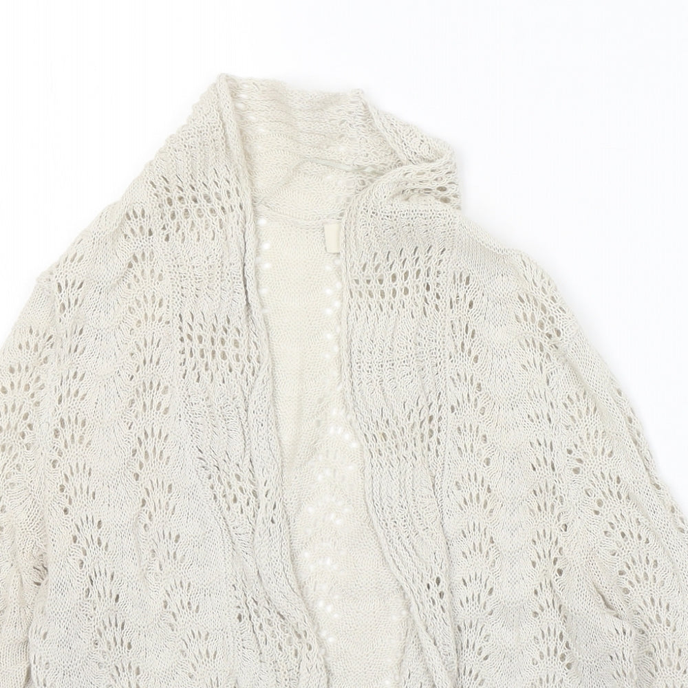 LOFT Womens Beige V-Neck  Cotton Cardigan Jumper Size S