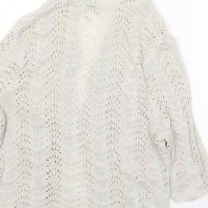 LOFT Womens Beige V-Neck  Cotton Cardigan Jumper Size S