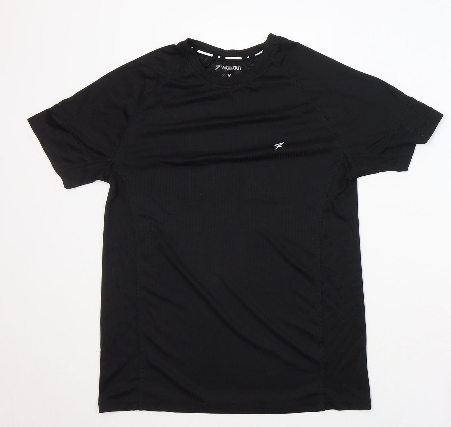 WORKOUT Womens Black  Polyester Basic T-Shirt  Round Neck Pullover