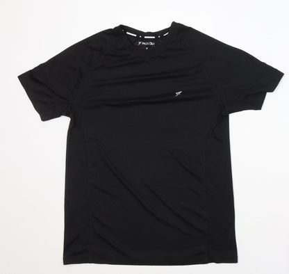 WORKOUT Womens Black  Polyester Basic T-Shirt  Round Neck Pullover