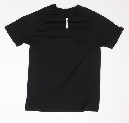 WORKOUT Womens Black  Polyester Basic T-Shirt  Round Neck Pullover