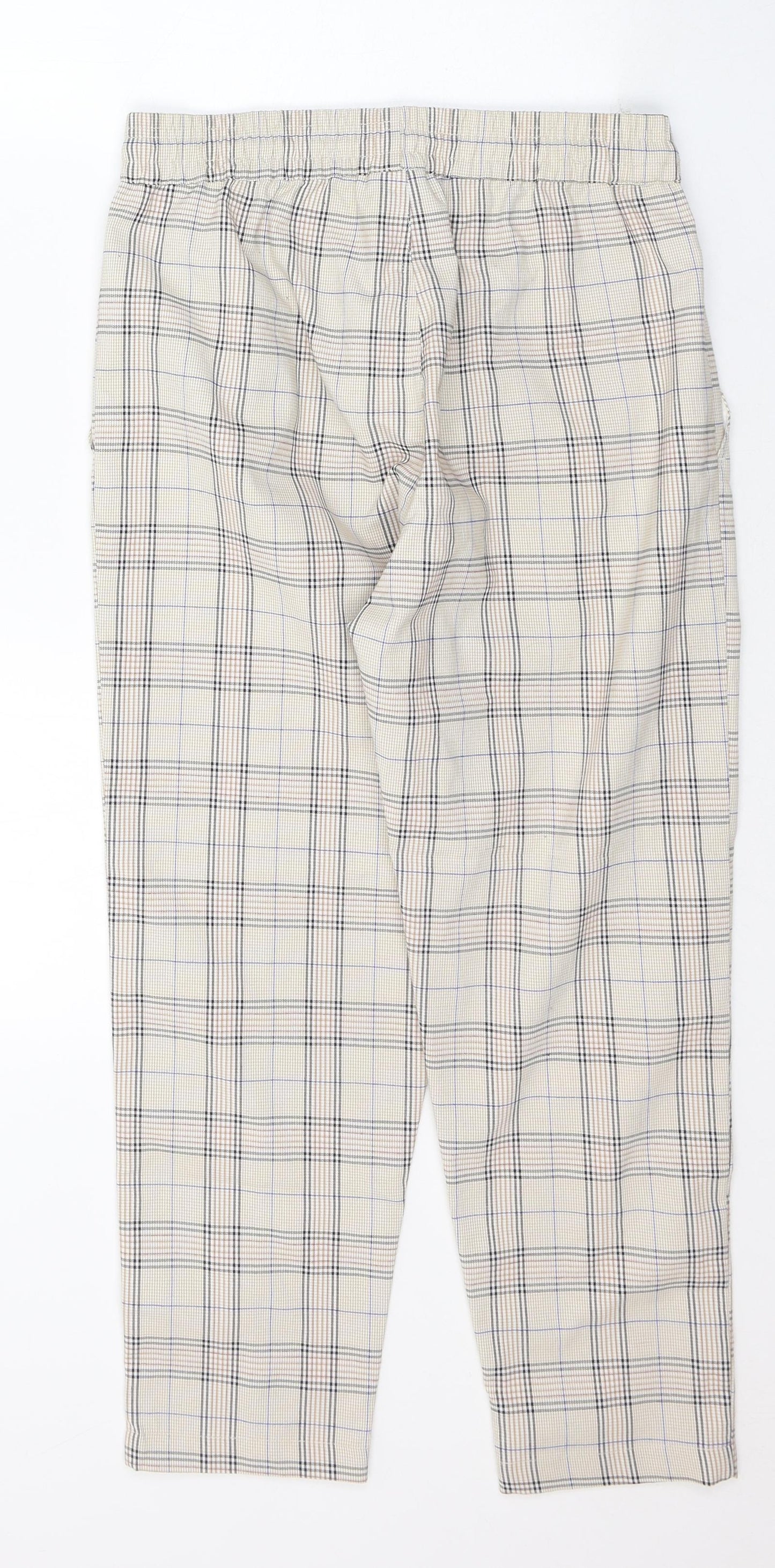 Angora Womens Beige Plaid Polyester Trousers  Size S L23 in Regular Tie