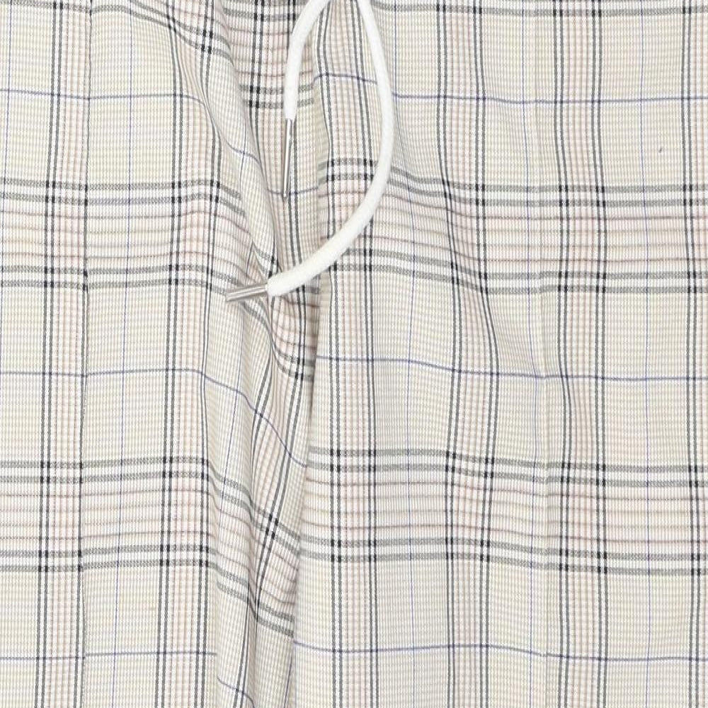 Angora Womens Beige Plaid Polyester Trousers  Size S L23 in Regular Tie