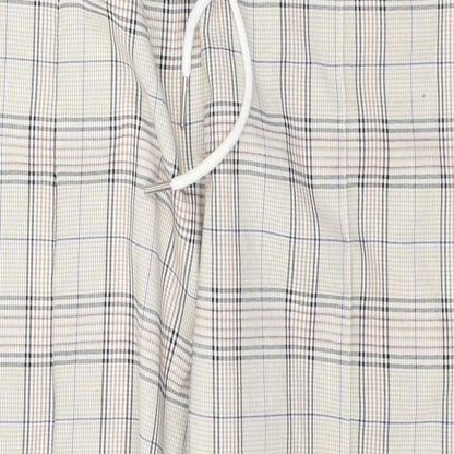 Angora Womens Beige Plaid Polyester Trousers  Size S L23 in Regular Tie