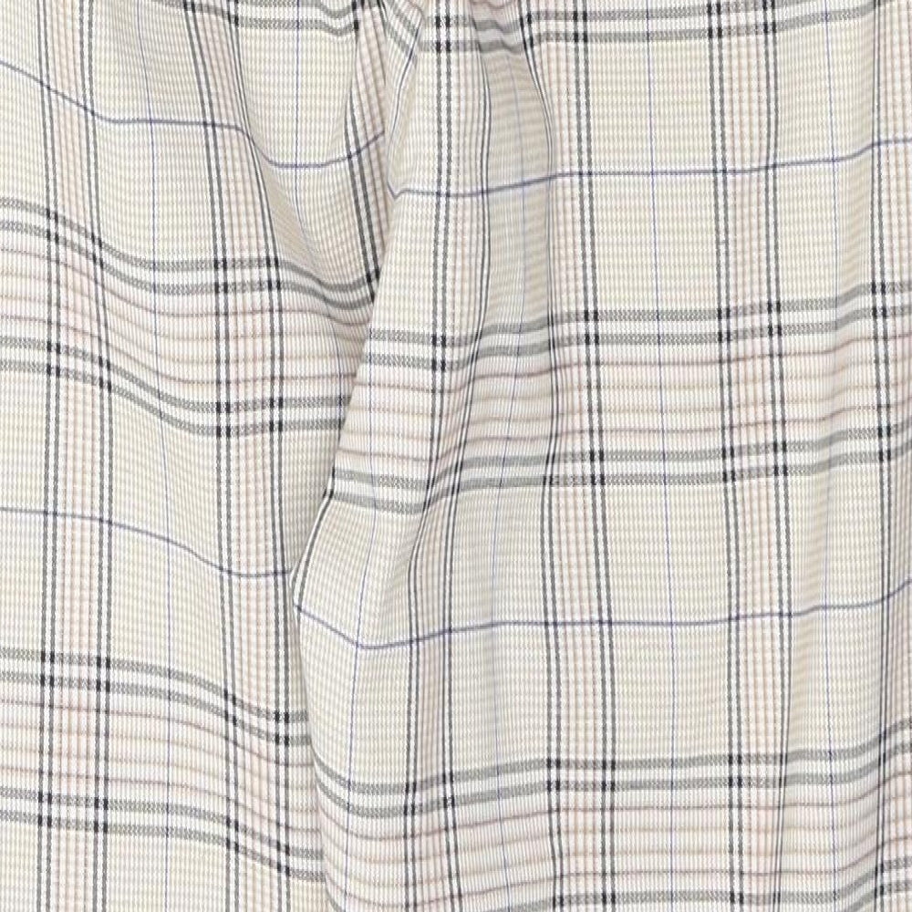 Angora Womens Beige Plaid Polyester Trousers  Size S L23 in Regular Tie