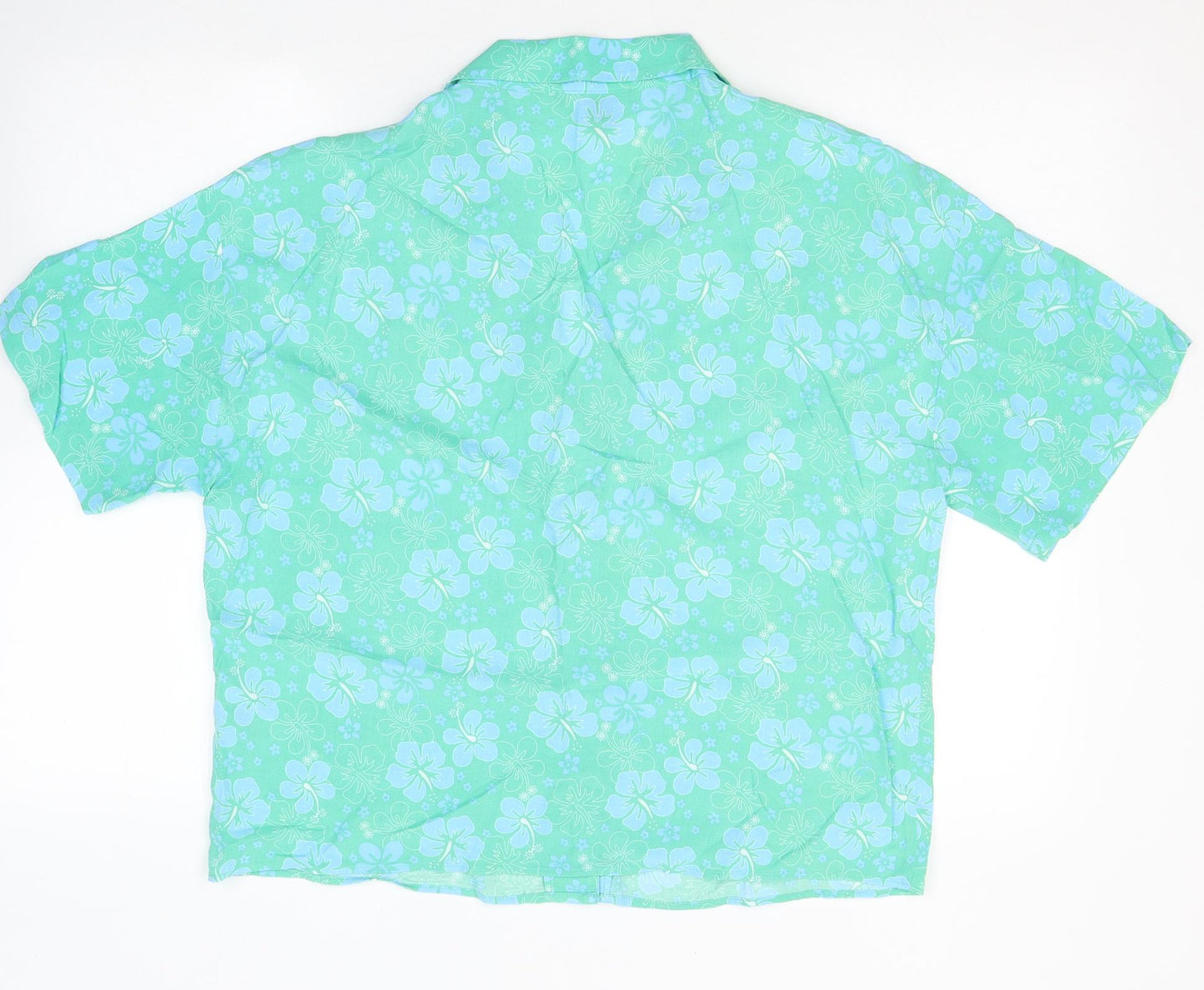 Primark Womens Green Floral Viscose Basic Button-Up Size 12 Collared
