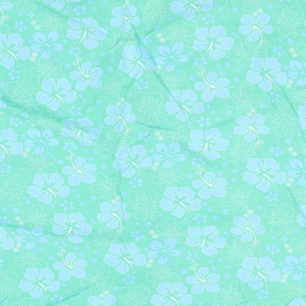 Primark Womens Green Floral Viscose Basic Button-Up Size 12 Collared