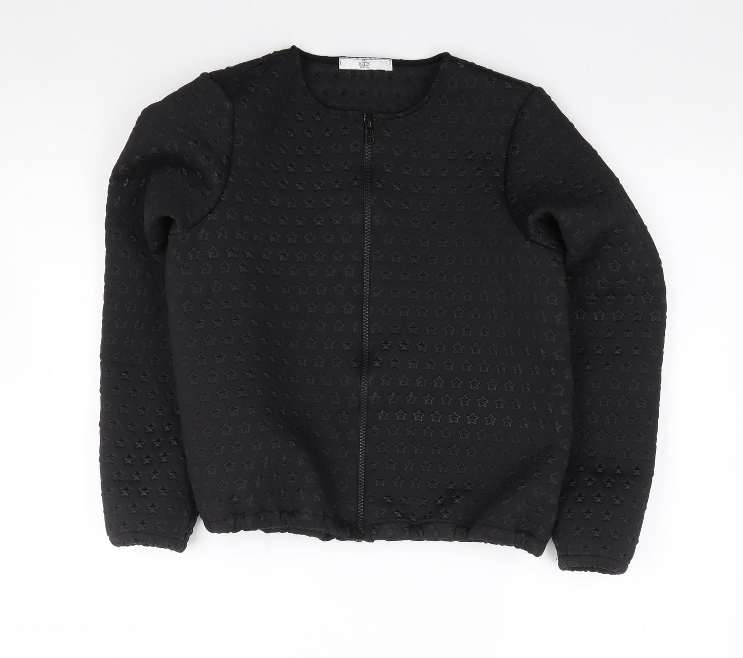 Marks and Spencer Girls Black Geometric Polyester Full Zip Sweatshirt Size 12-13 Years  Zip - Star