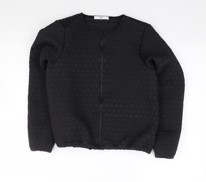 Marks and Spencer Girls Black Geometric Polyester Full Zip Sweatshirt Size 12-13 Years  Zip - Star